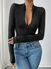 Catwoman Half Zip Long Sleeve Bodysuit