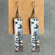 Moonlit Forest Wooden Dangle Earrings
