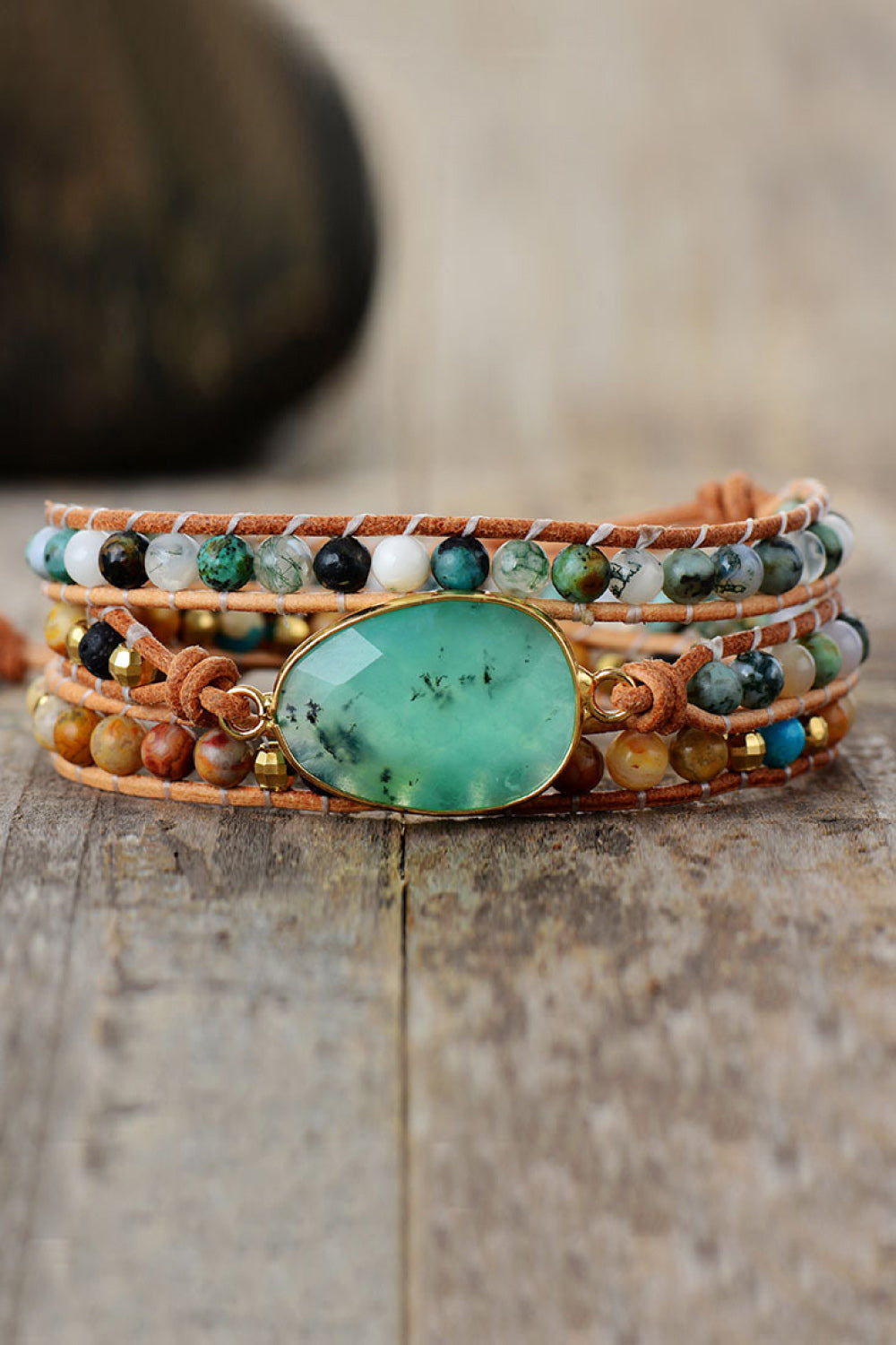 Aquamarine Agate & Jasper Wrap Bracelet