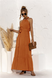 Sharon Halter Neck Tie Waist Maxi Dress
