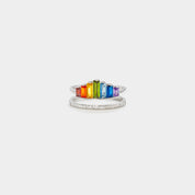 Rainbow Tiara 925 Sterling Silver Double-Layered Ring