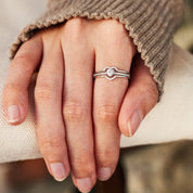 925 Sterling Silver Inlaid Nesting Zircon Heart Ring Set