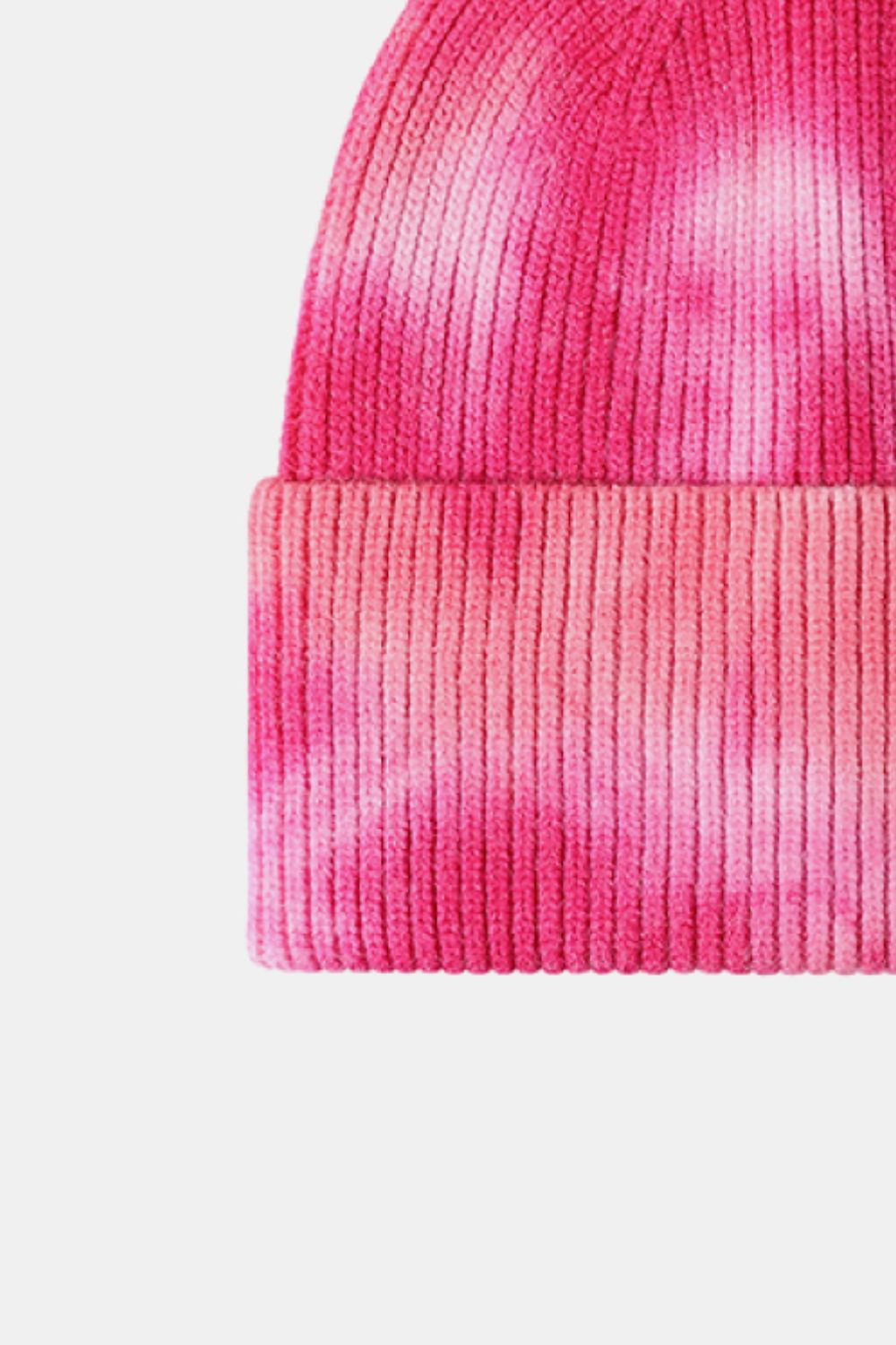 Bi-Color Tie-Dye Cuffed Rib-Knit Beanie