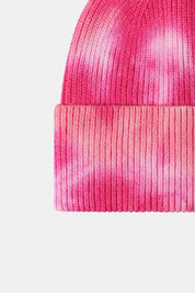 Bi-Color Tie-Dye Cuffed Rib-Knit Beanie