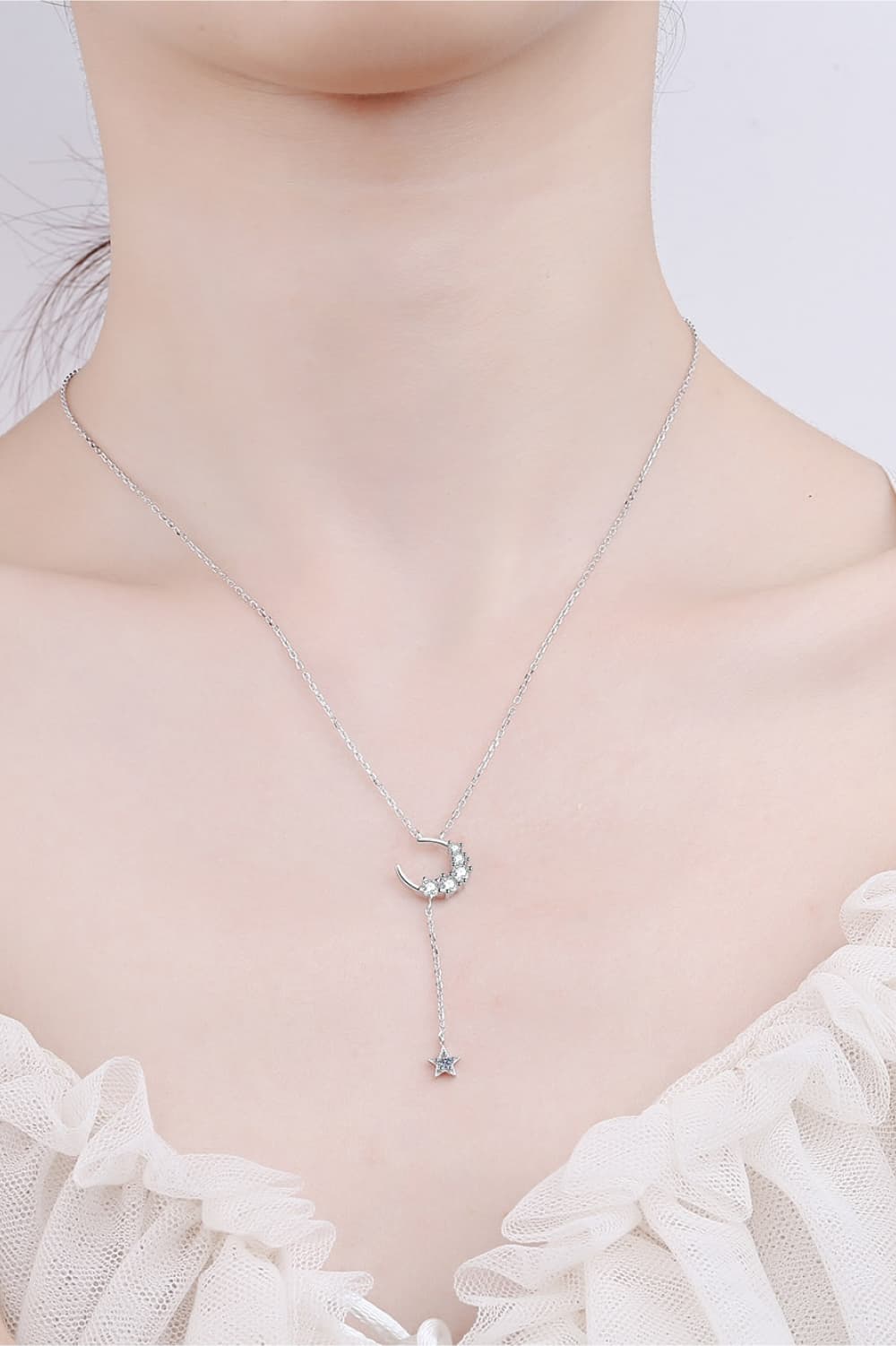 Make a Wish Star & Moon Moissanite Necklace