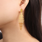 18K Gold-Plated Fishbone Shape Earrings