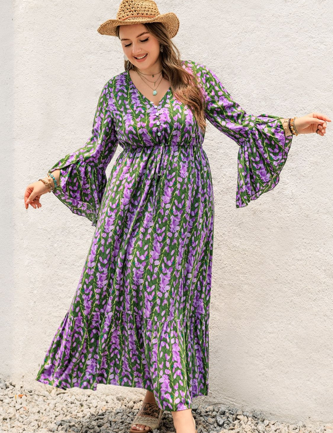 Newport Flared Sleeve Maxi Dress