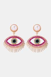 Evil Eye Protection Rhinestone Dangle Earrings