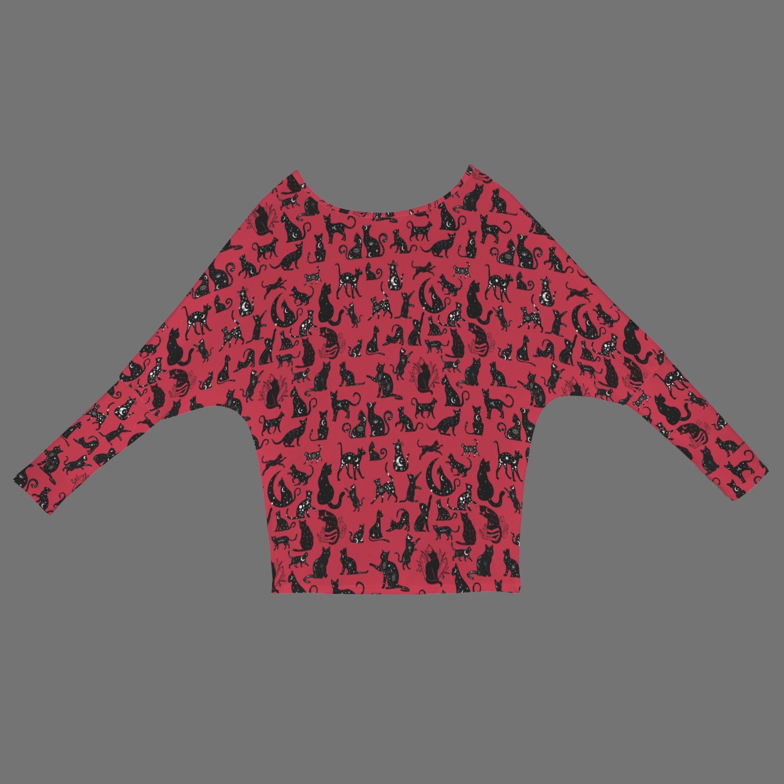 Mystical Cats TK Exclusive Off Shoulder Pullover Batwing Sweater