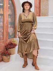 Belinda Tie Neck Long Sleeve Velour Dress