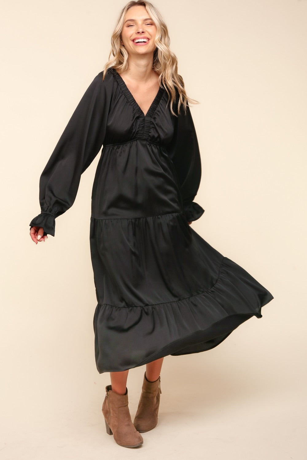 Brenda Silky Pocketed Midi Dress