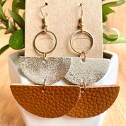 Semi Circle Geometric Leather Dangle Earrings