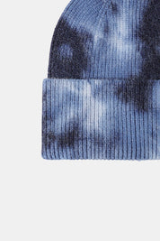 Bi-Color Tie-Dye Cuffed Rib-Knit Beanie