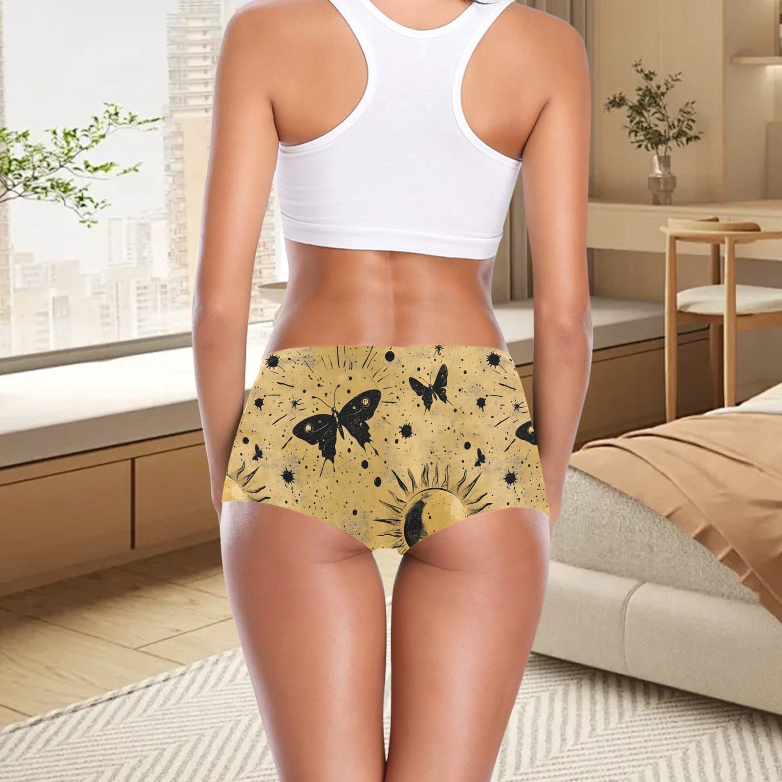 Golden Sun Butterflies TK Exclusive All Over Print Boyshort Panties