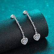 2 Carat Moissanite Heart Drop Earrings