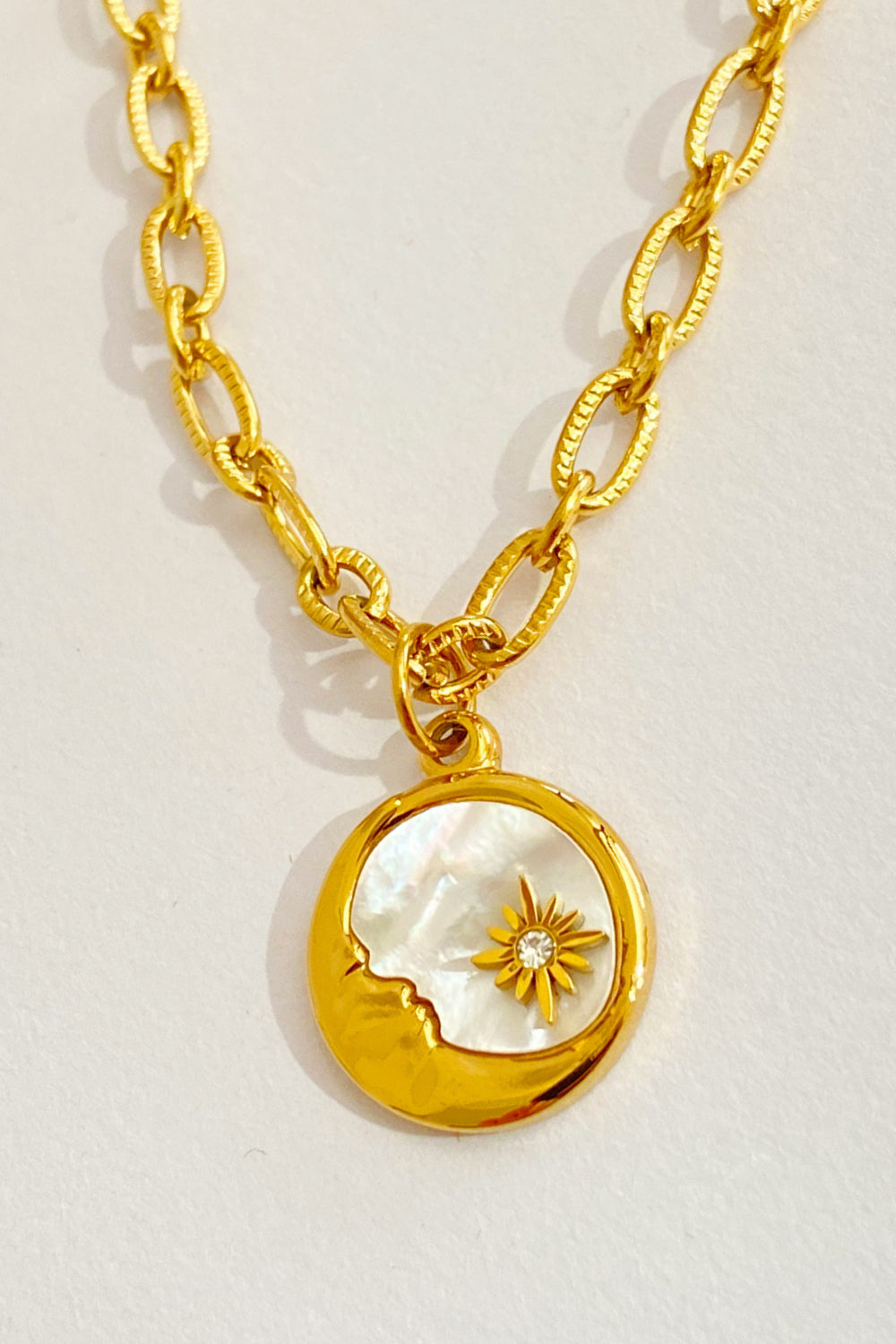 Heavenly Sun or Moon 18K gold-plated Necklace