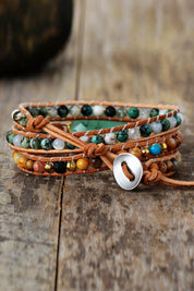 Aquamarine Agate & Jasper Wrap Bracelet