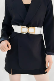 Double D Buckle Faux Leather Belt