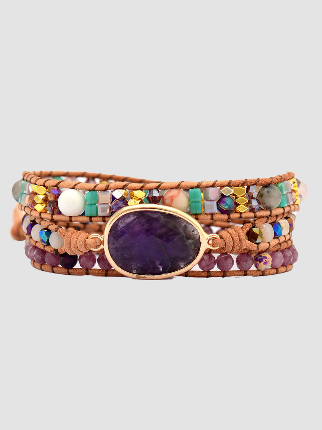 Triple-Layer Natural Amethyst Bracelet
