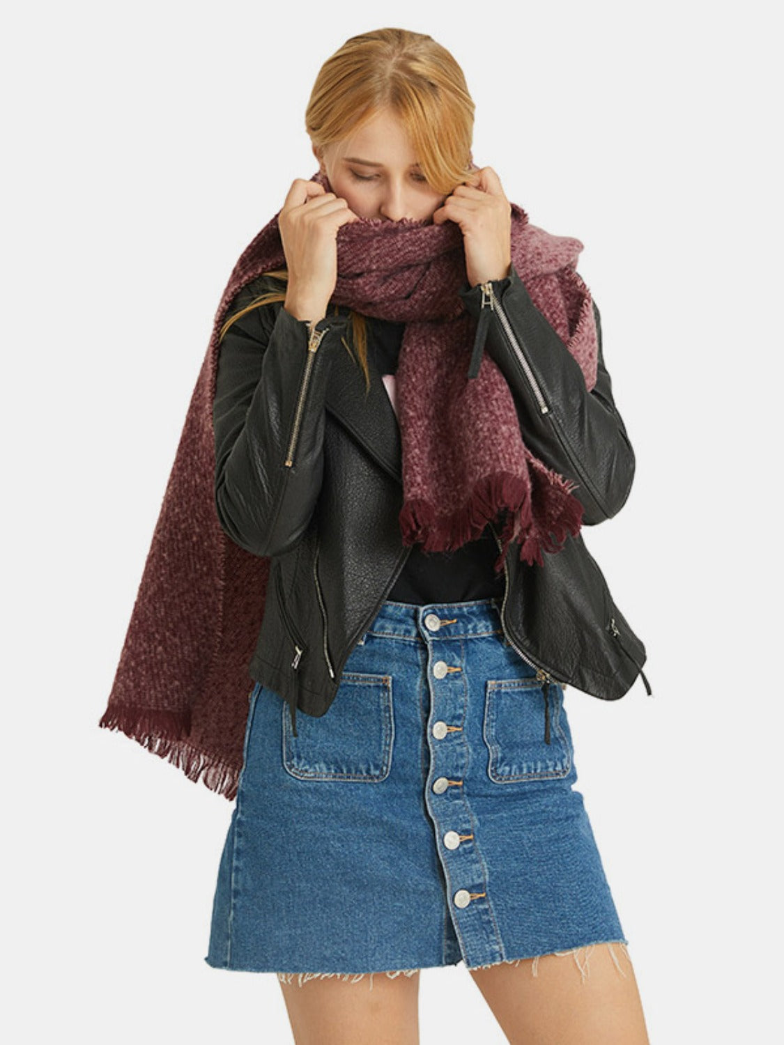 Heathered Raw Hem Scarf