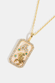 Rhinestone Zodiac Constellation Pendant Copper Necklace