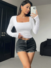 Cosmo Square Neck Long Sleeve Shirt