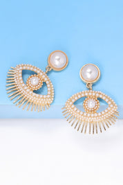 Evil Eye Protection Rhinestone Dangle Earrings