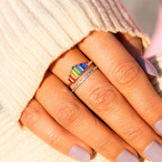 Rainbow Tiara 925 Sterling Silver Double-Layered Ring