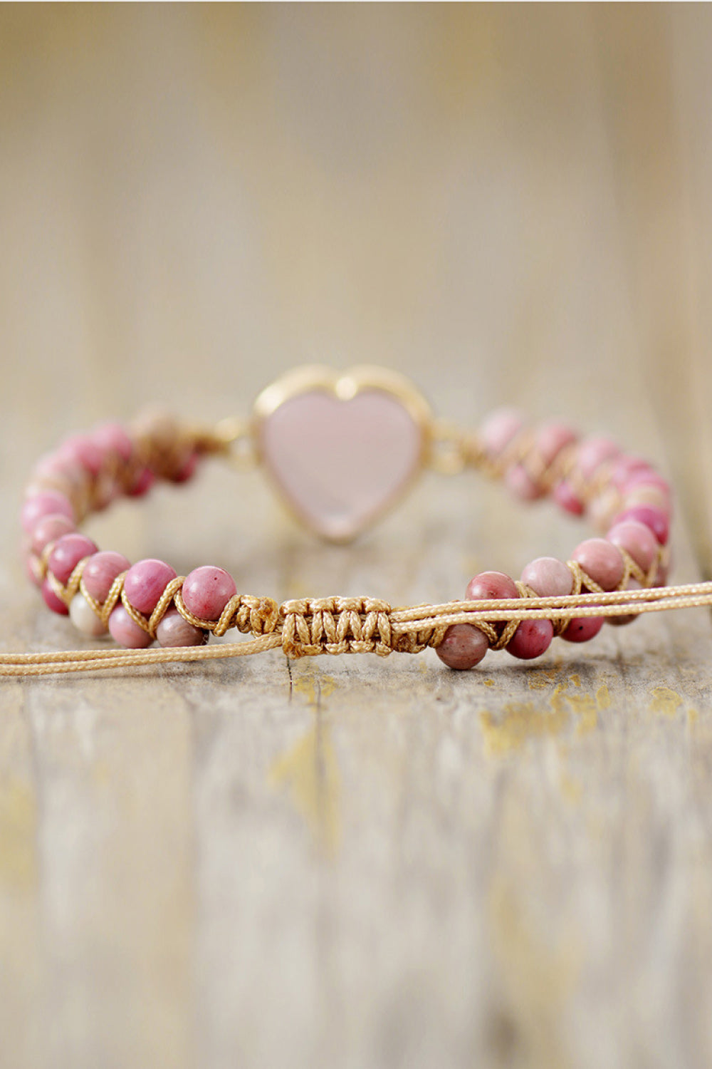 Tender Rose Quartz Heart Beaded Bracelet